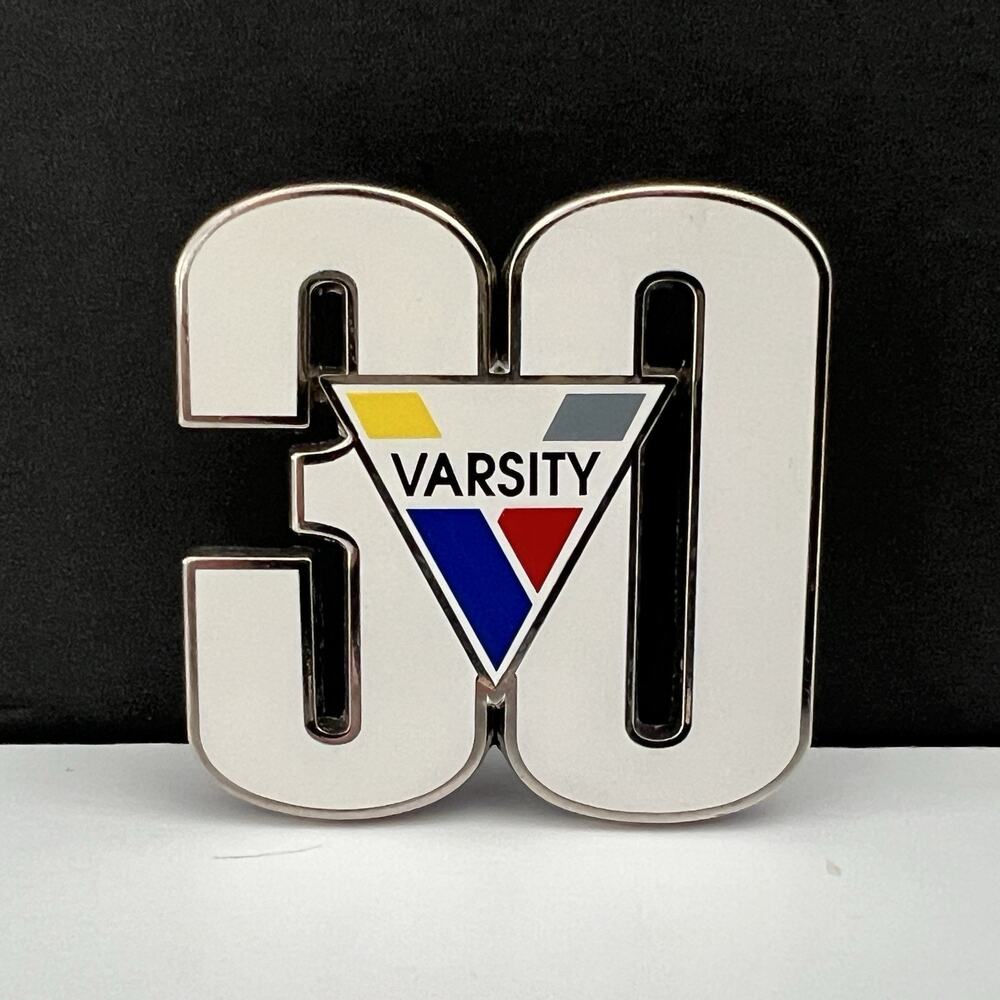 Varsity 30th Anniversary White Logo Cheerleader Cheer Cheerleading Lapel Pin Tac